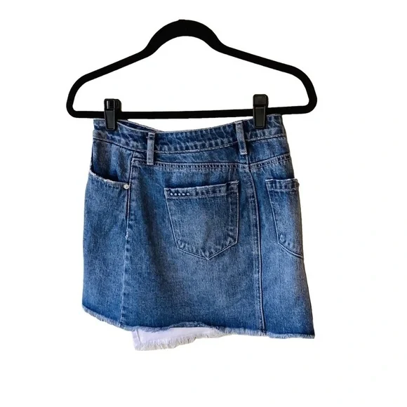 Blank NYC Two-Tone Asymmetrical Wrap Skirt Blue White 24 (00, XXS) - Picture 2 of 9